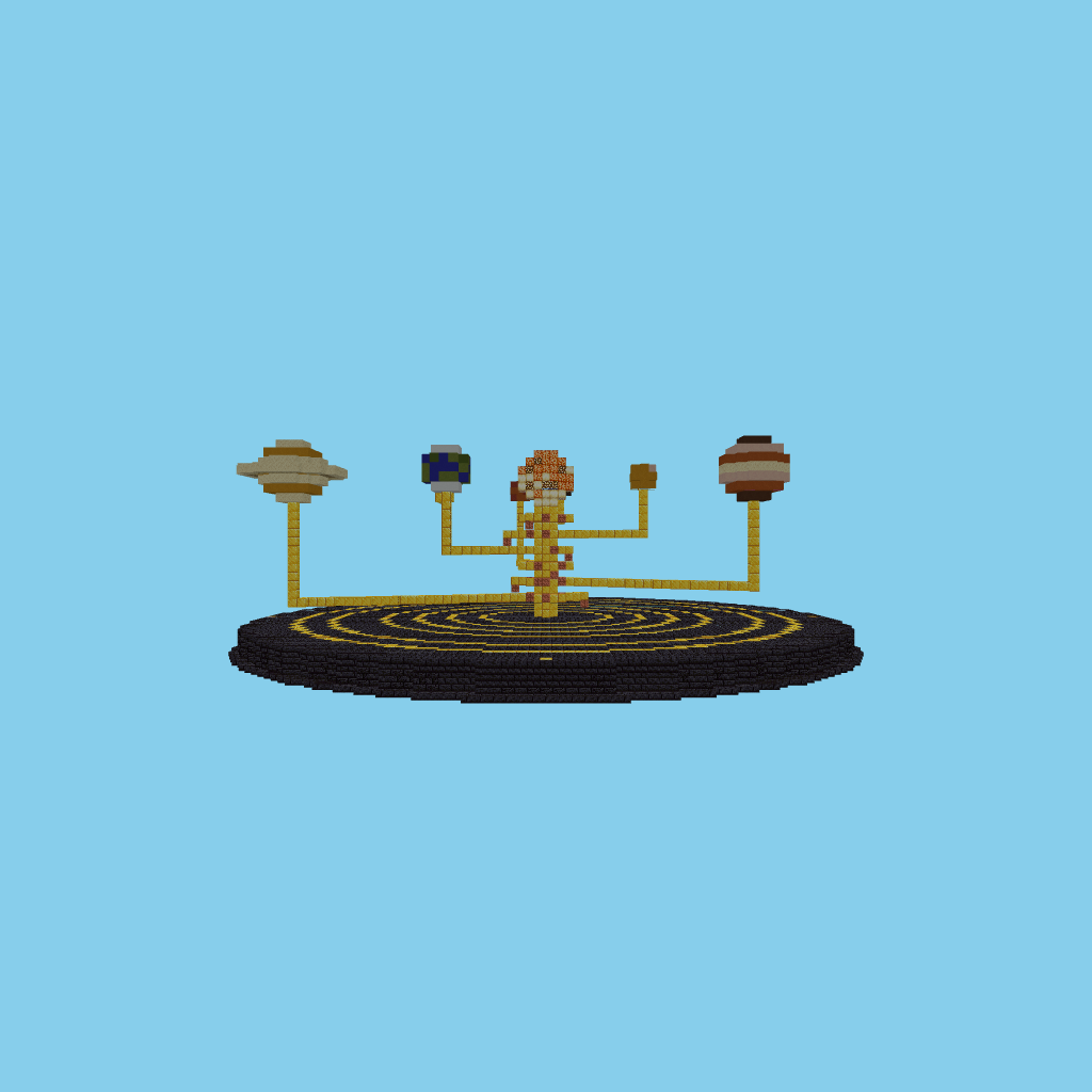 Expo paramétrica #1 — Planetario mecánico (orrery) front view