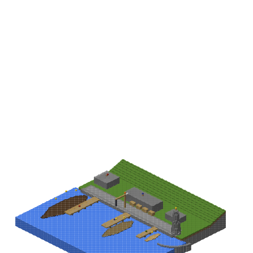Medieval Ship Port - SKETCH, isometric render