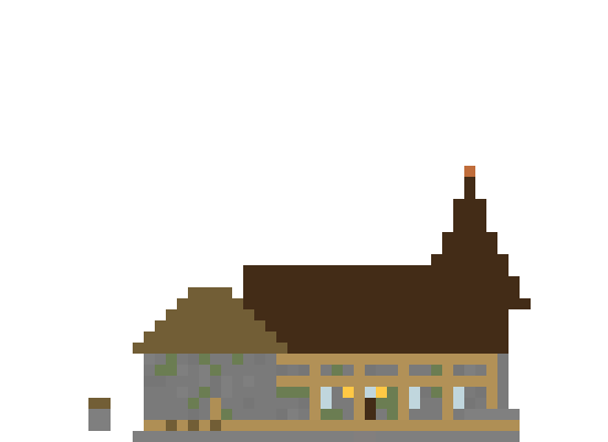 Multi-Roof Medieval House back view