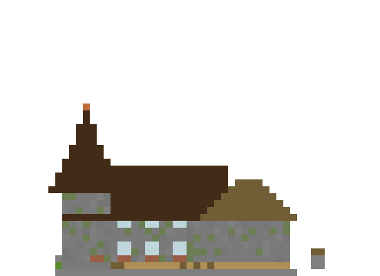 Multi-Roof Medieval House front view