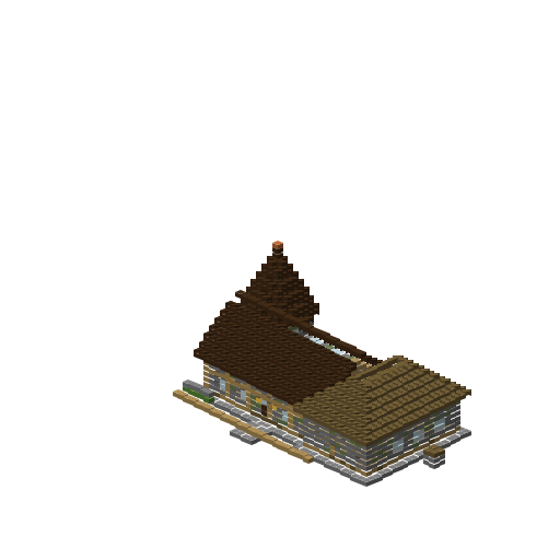 Multi-Roof Medieval House, isometric render