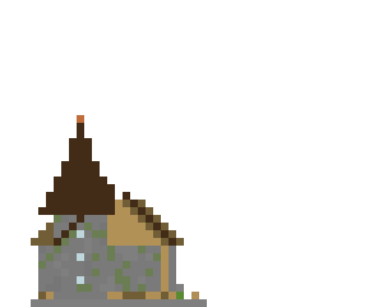 Multi-Roof Medieval House side view