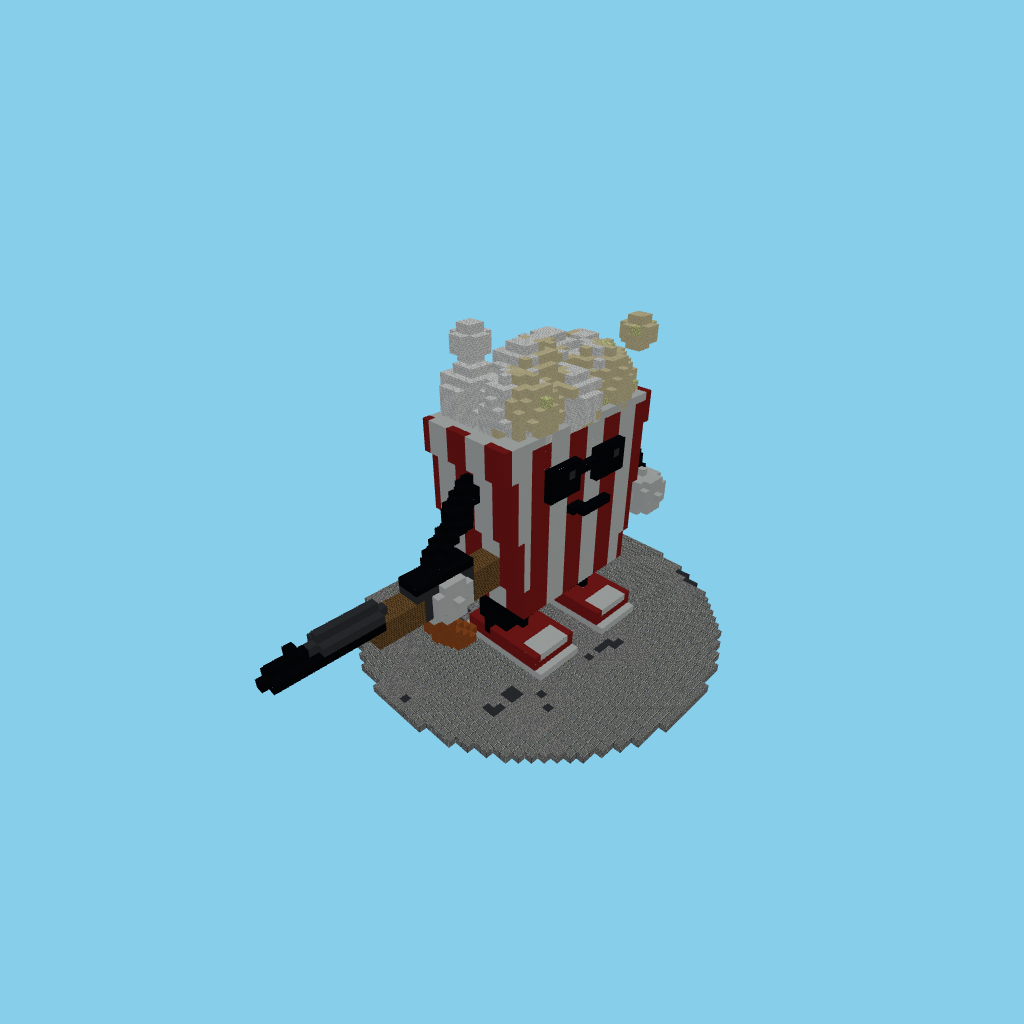 Palomitas con AK — Mascota Meme, isometric render