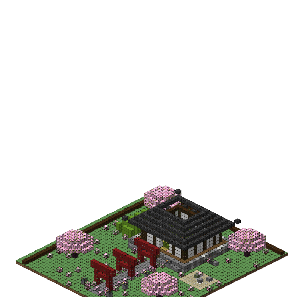 Cherry Blossom Shrine (MCP Pipeline), isometric render