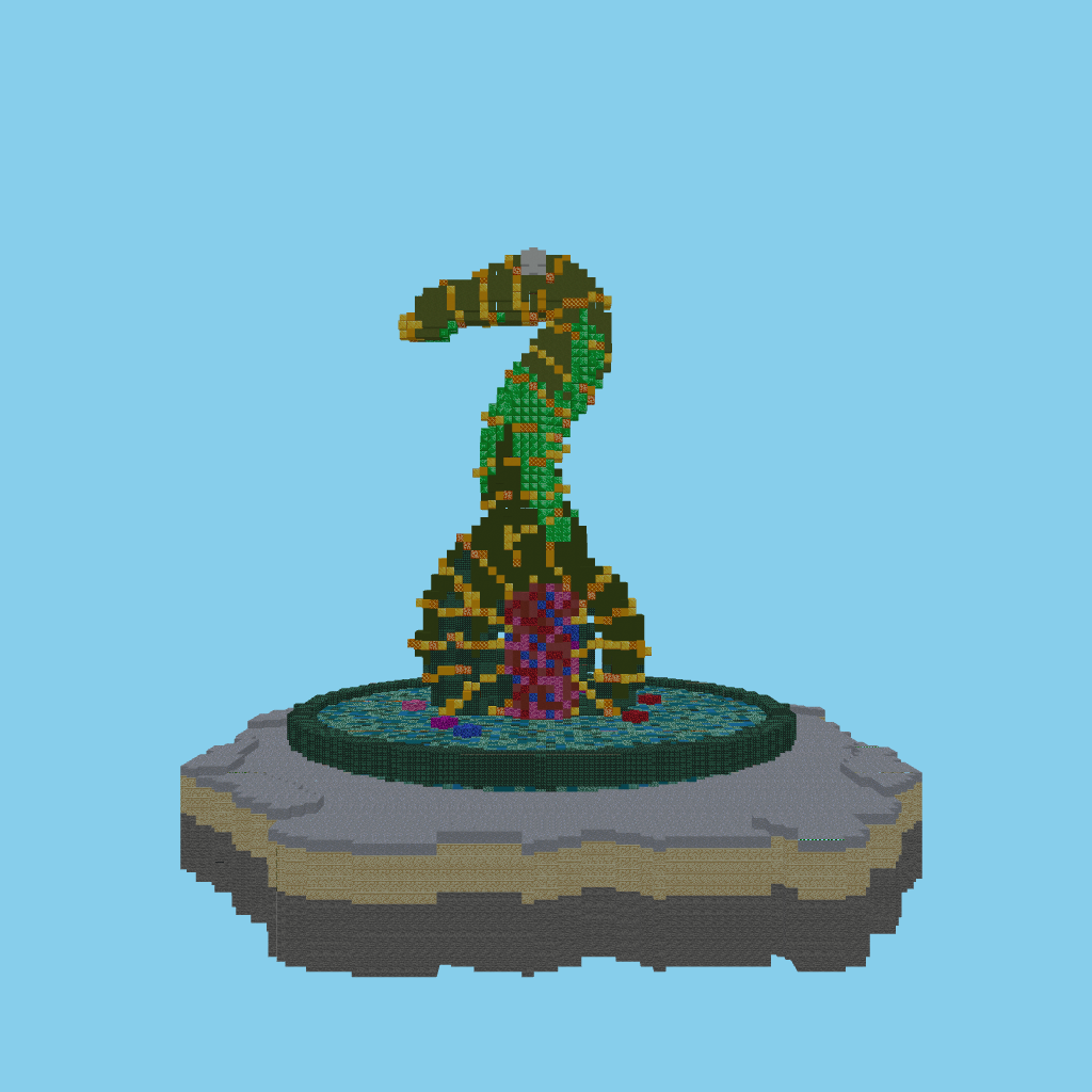Emerald-and-Gold Seahorse Reef Statue front view