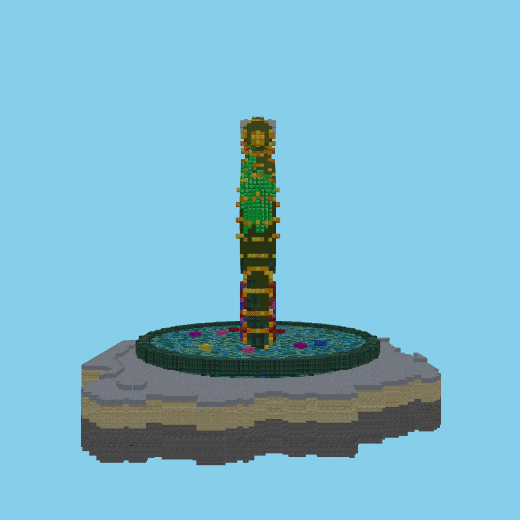 Emerald-and-Gold Seahorse Reef Statue side view