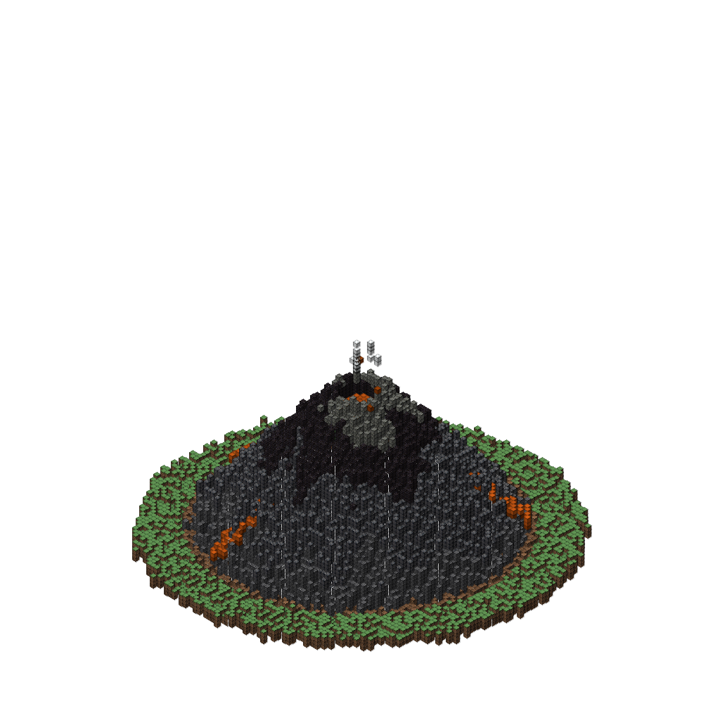 Volcano with Lava Flow, isometric render
