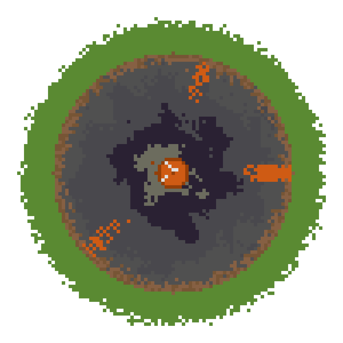 Volcano with Lava Flow top view
