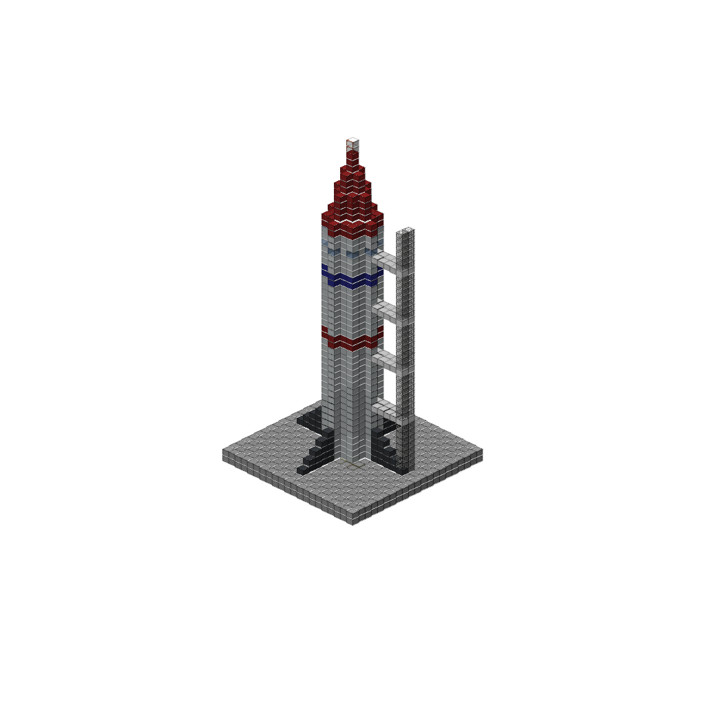 Space Rocket on Launchpad, isometric render