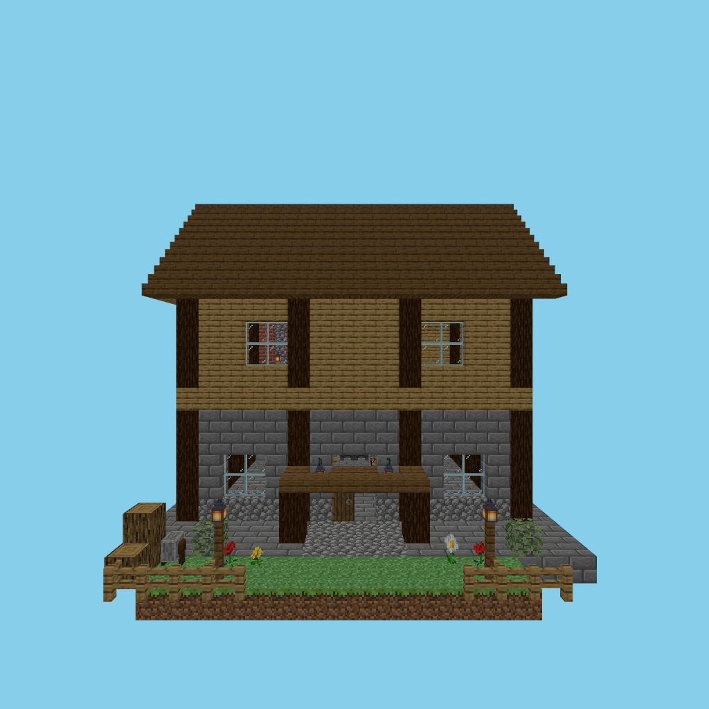 [autoeval guided] blacksmith forge house front view