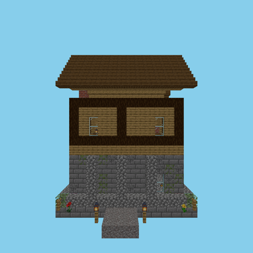 [autoeval guided] blacksmith forge-and-home front view