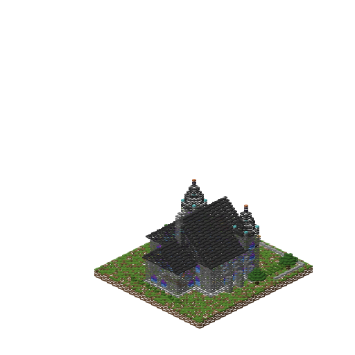 Gothic Mansion, isometric render