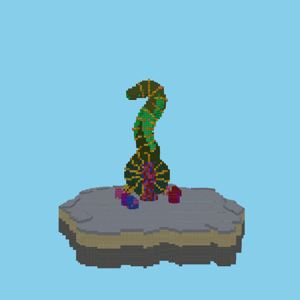 Emerald-and-Gold Seahorse Reef Statue front view
