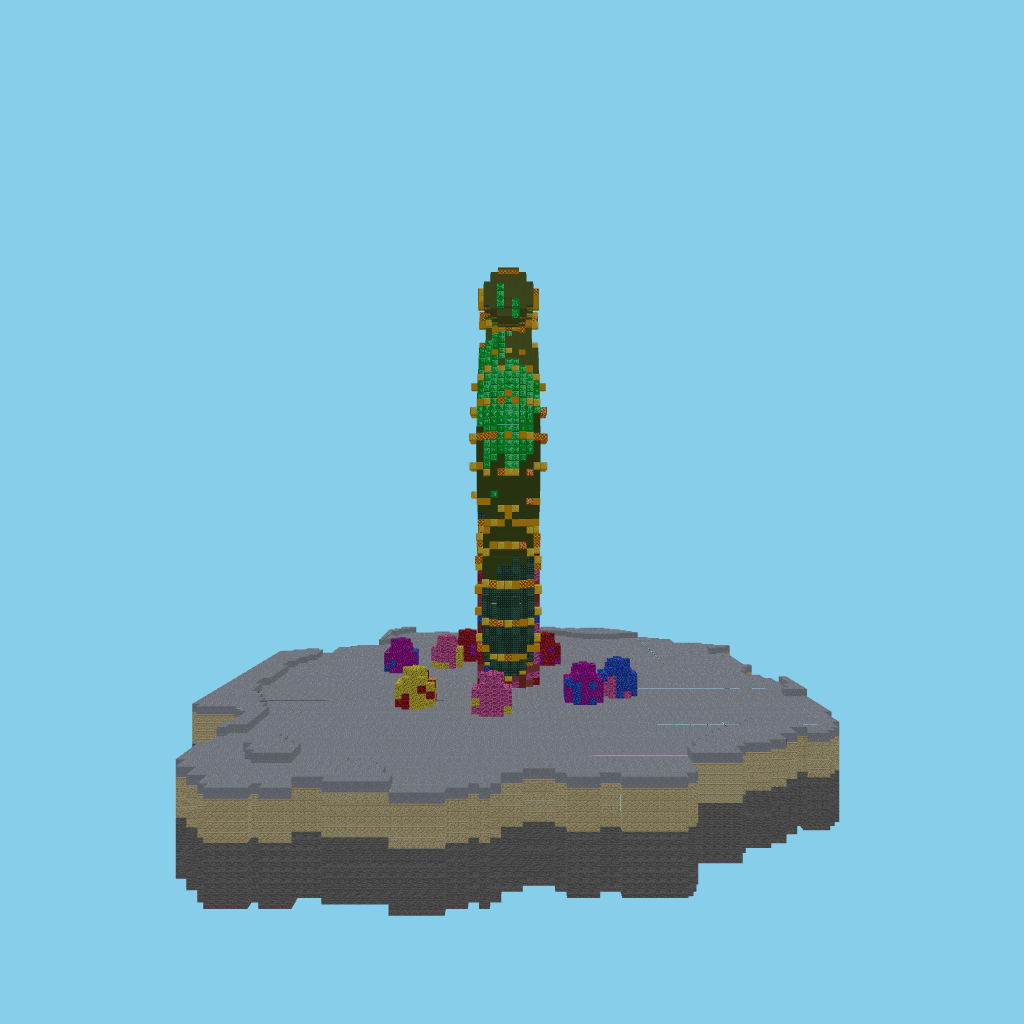 Emerald-and-Gold Seahorse Reef Statue side view