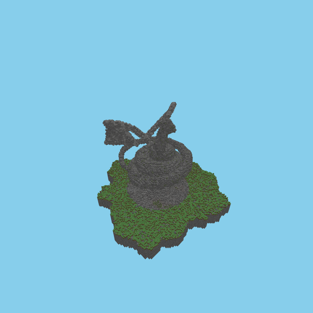 Coiled Stone Dragon, isometric render