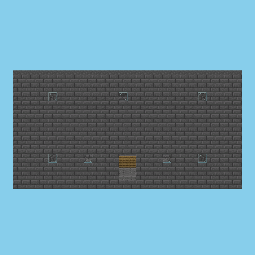 [autoeval bare] stone-and-timber guildhall front view