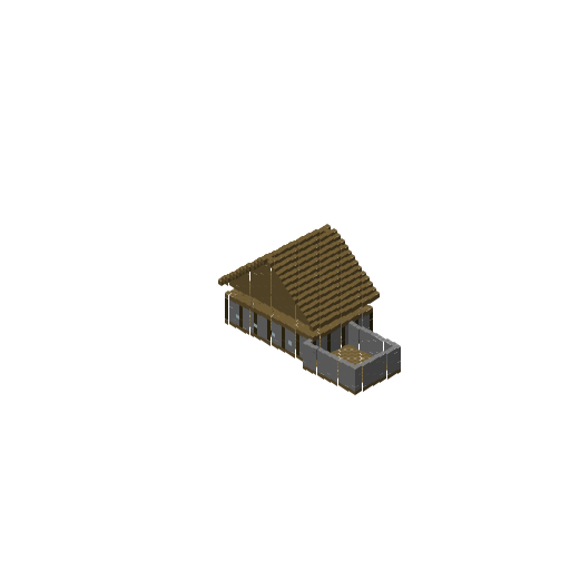 Improved Medieval Tavern Inn, isometric render