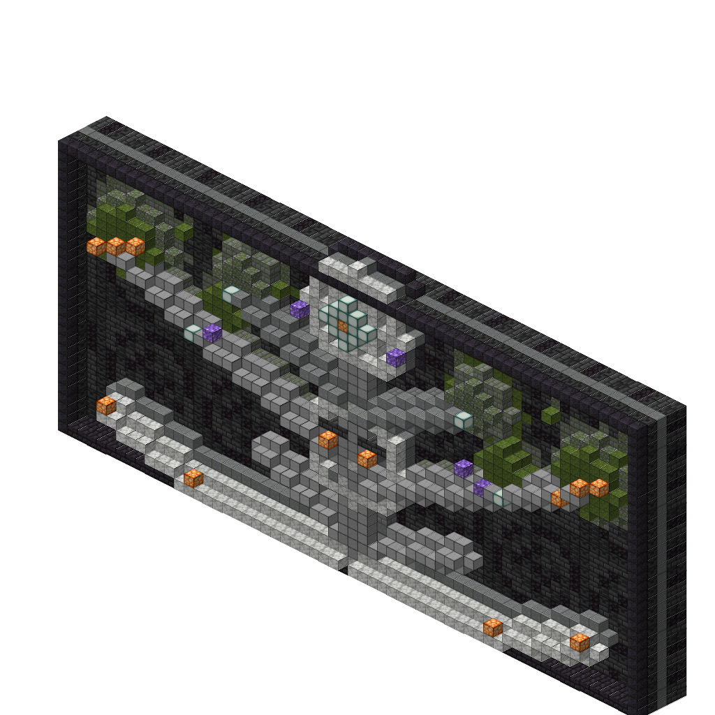 The Whispering Stone - Dark Nature Relief Wall, isometric render