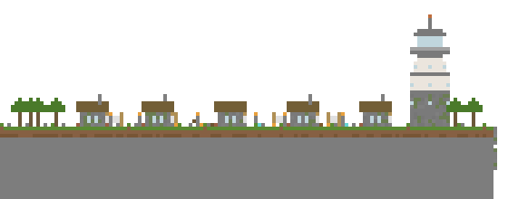 Fishing Village on Cliff Edge front view