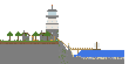 Fishing Village on Cliff Edge side view