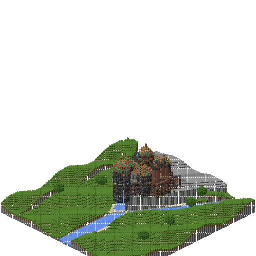 Steampunk Alcázar - River Fortress, isometric render