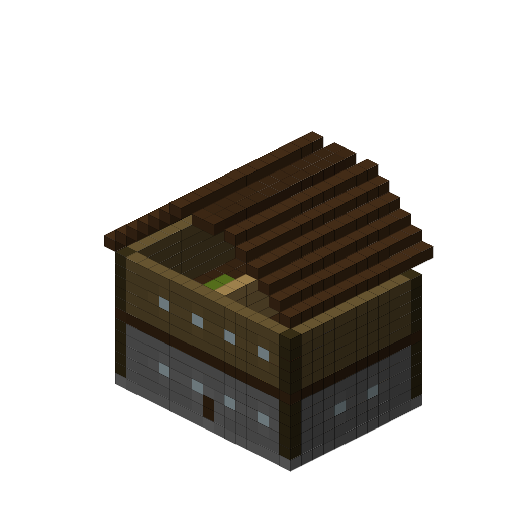 Medieval Tavern Two Floors with Full Interior (Group B), isometric render