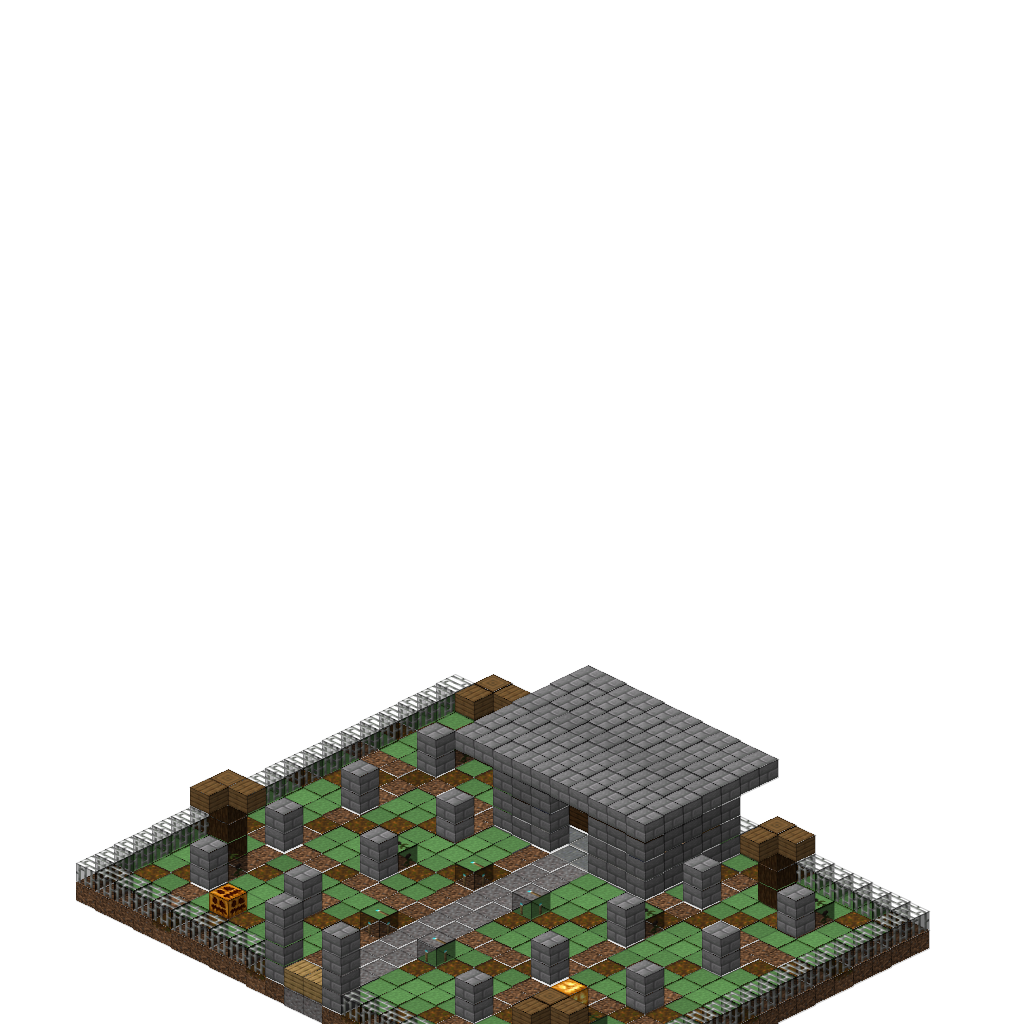 Graveyard with Crypt, isometric render