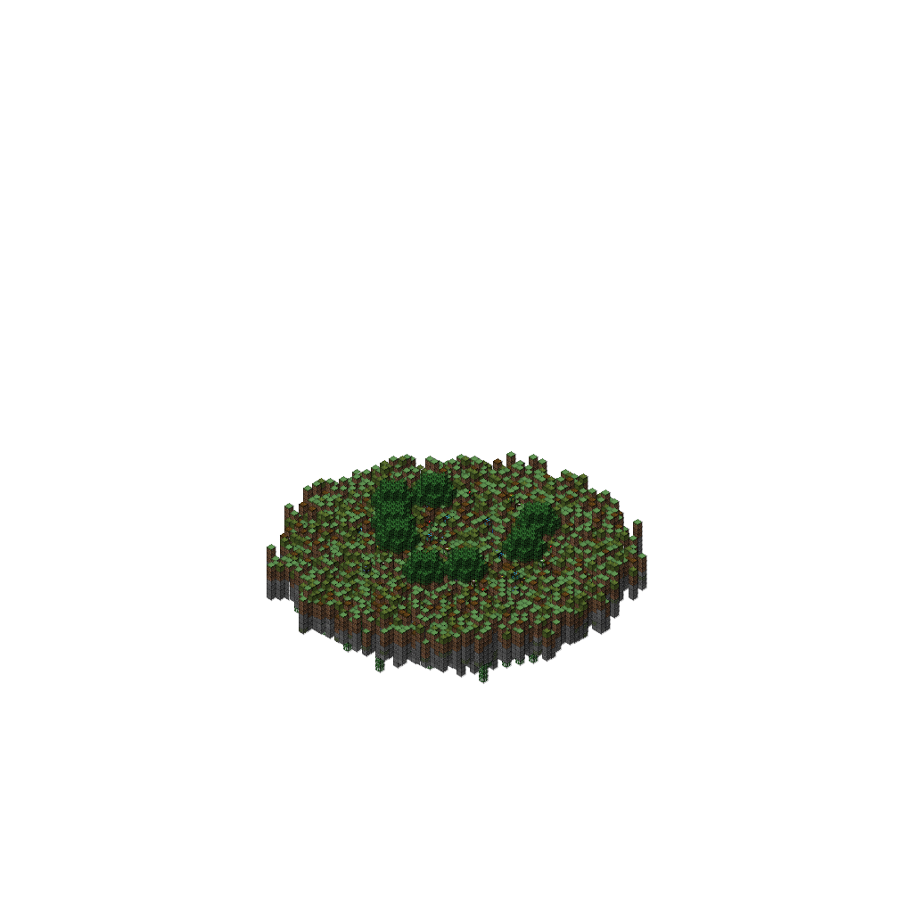 Floating Island with Waterfall, isometric render