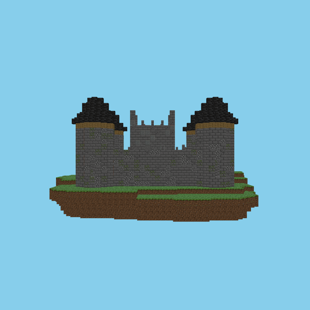 [autoeval-param] Stone keep with curtain wall and gatehouse front view