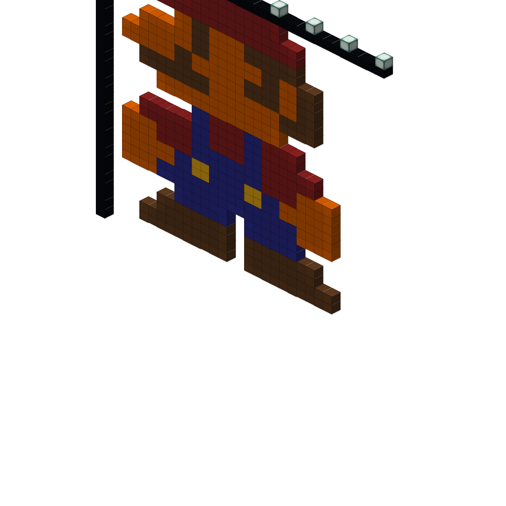 Pixel Art Mario (Vertical Wall), isometric render