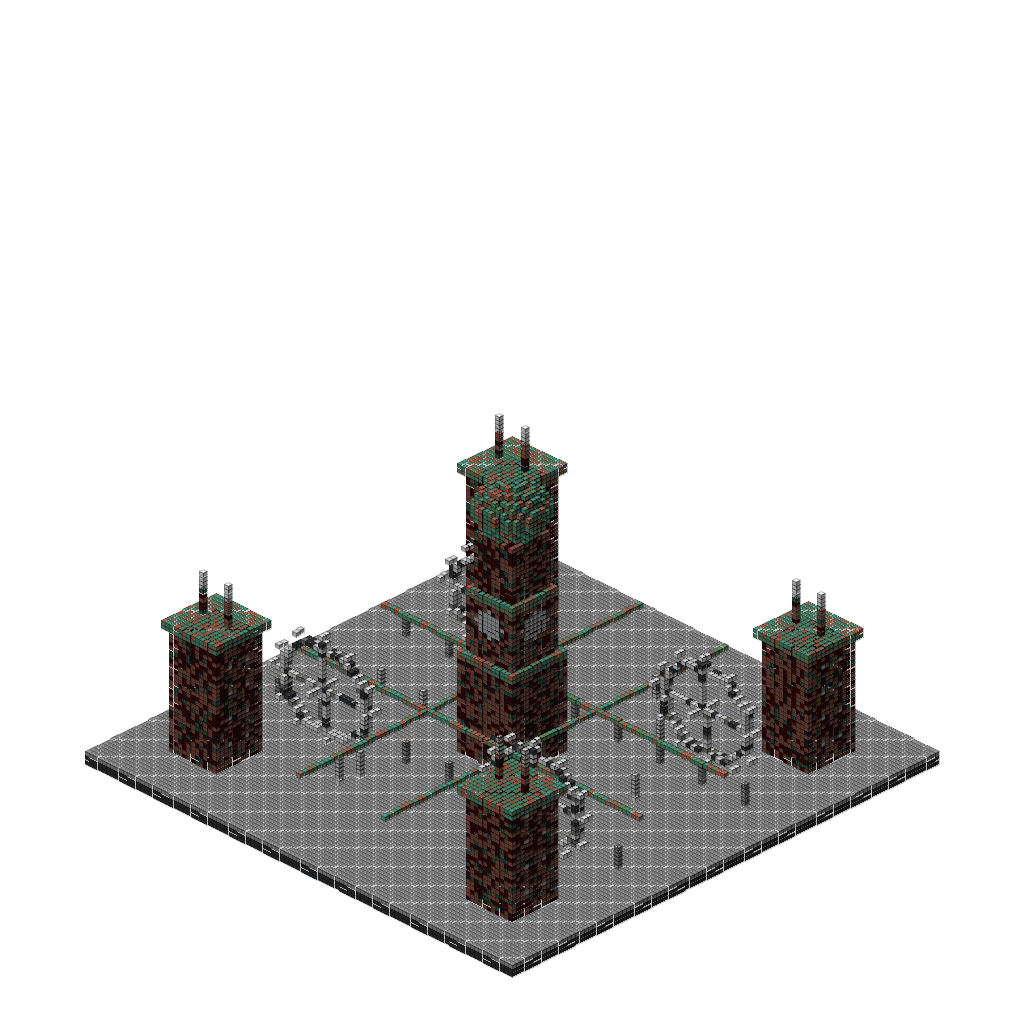 Steampunk Clockwork City, isometric render