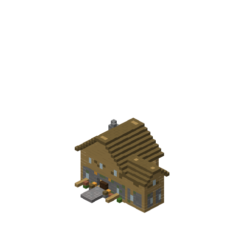 Medieval L-Shaped Tavern, isometric render