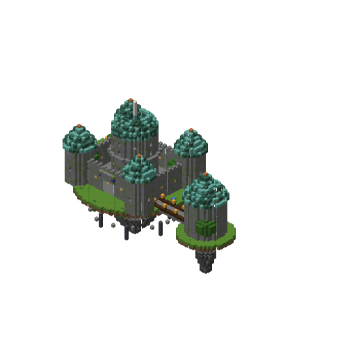 Floating Island Castle, isometric render