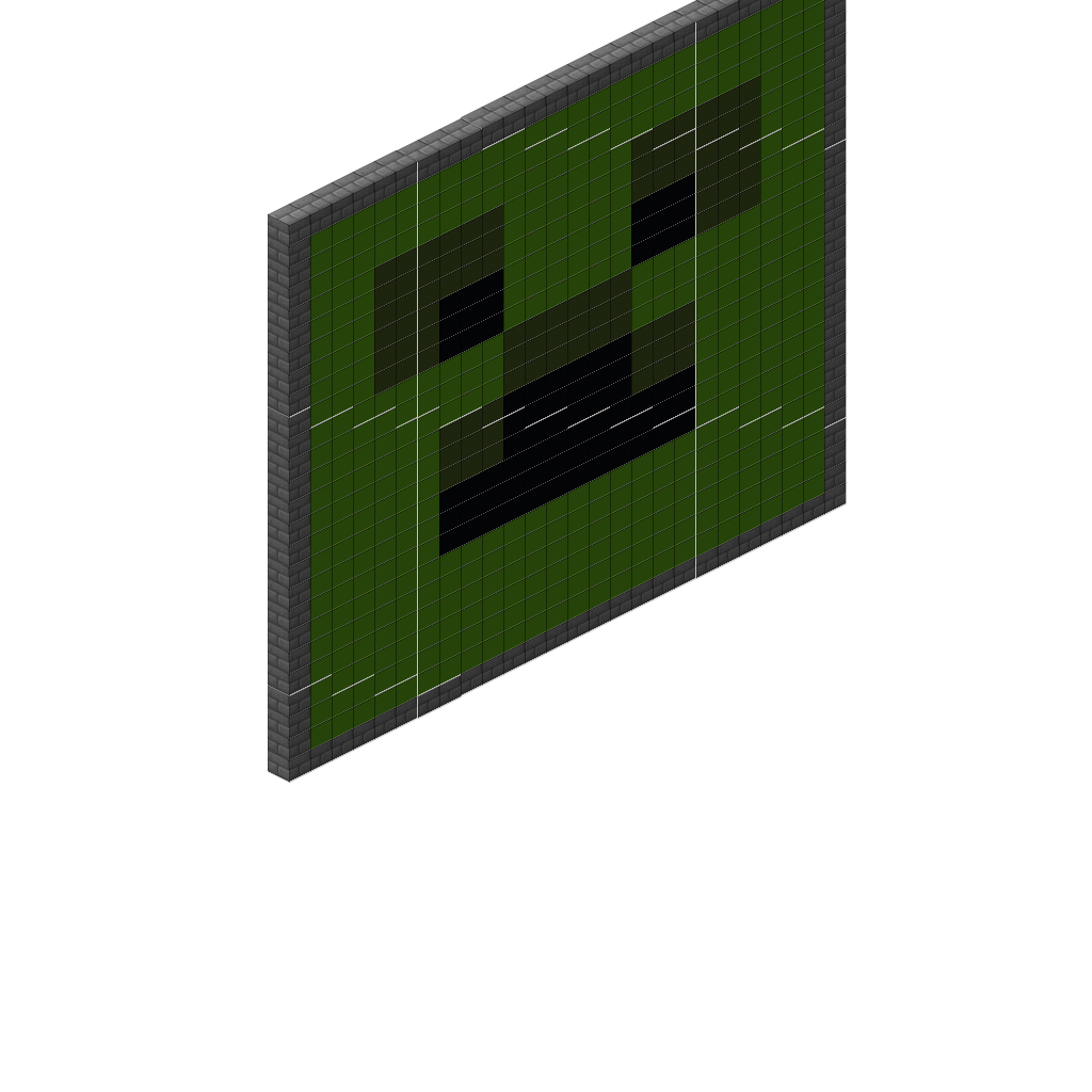 Pixel Art Creeper Face Wall (Group B), isometric render