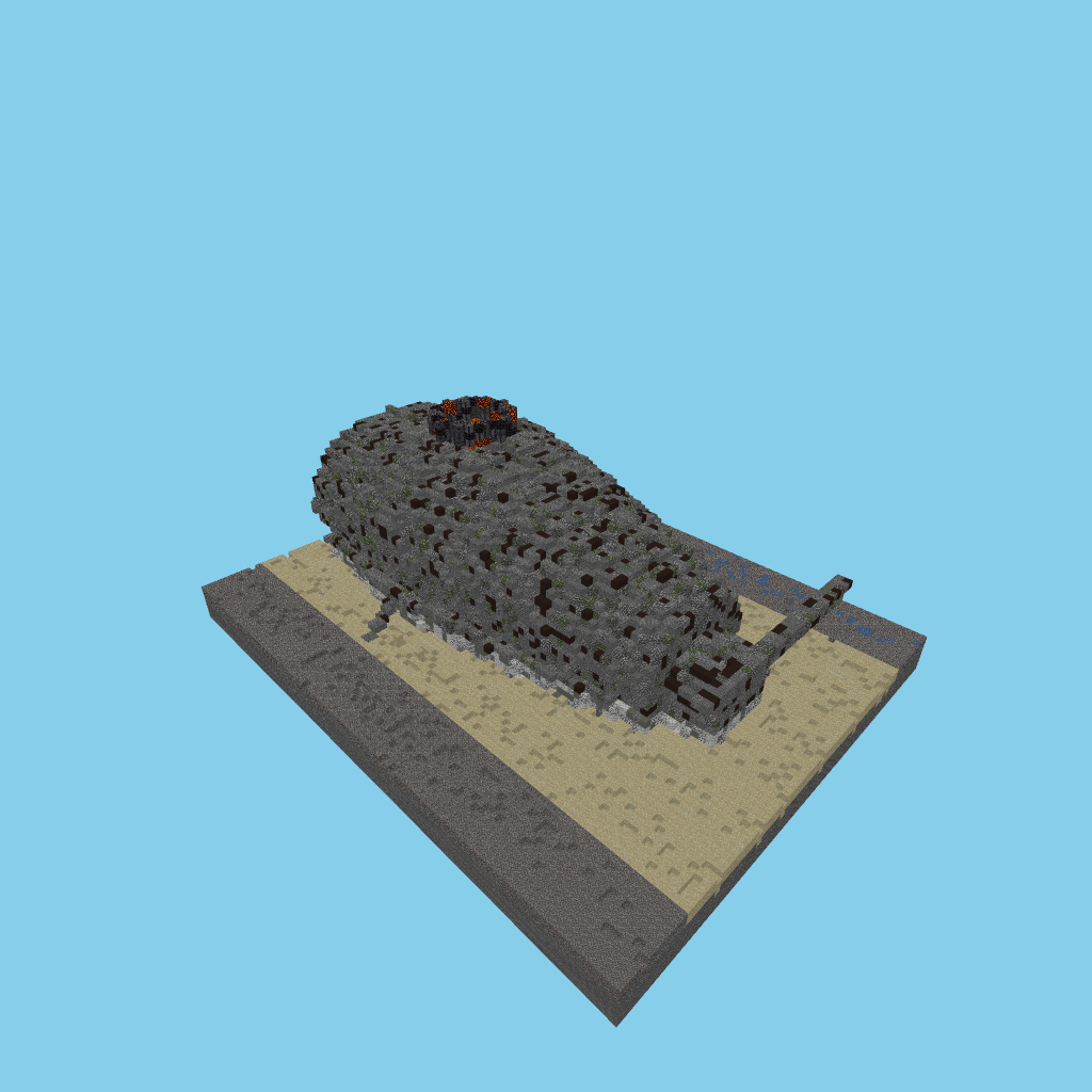 Ballena-Volcán-Biblioteca, isometric render