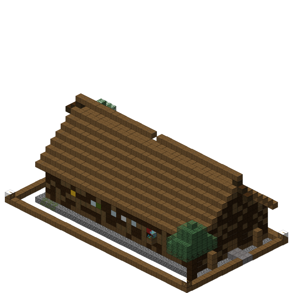 Nordic Viking Longhouse, isometric render