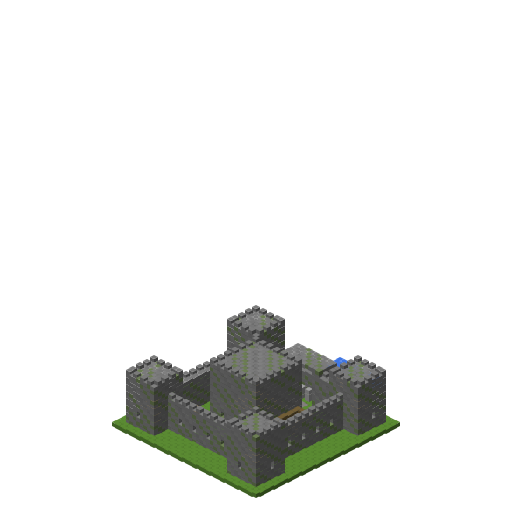 Castillo medieval compacto, isometric render