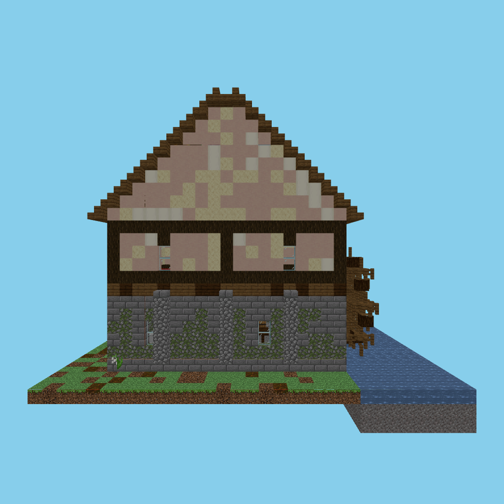 [autoeval guided] riverside watermill front view