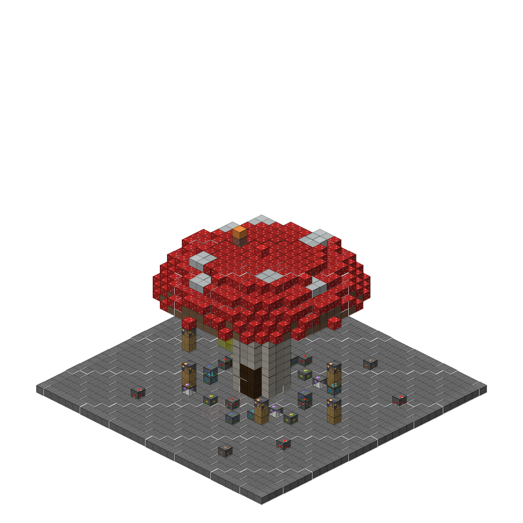 Mushroom Fairy House (Group B), isometric render
