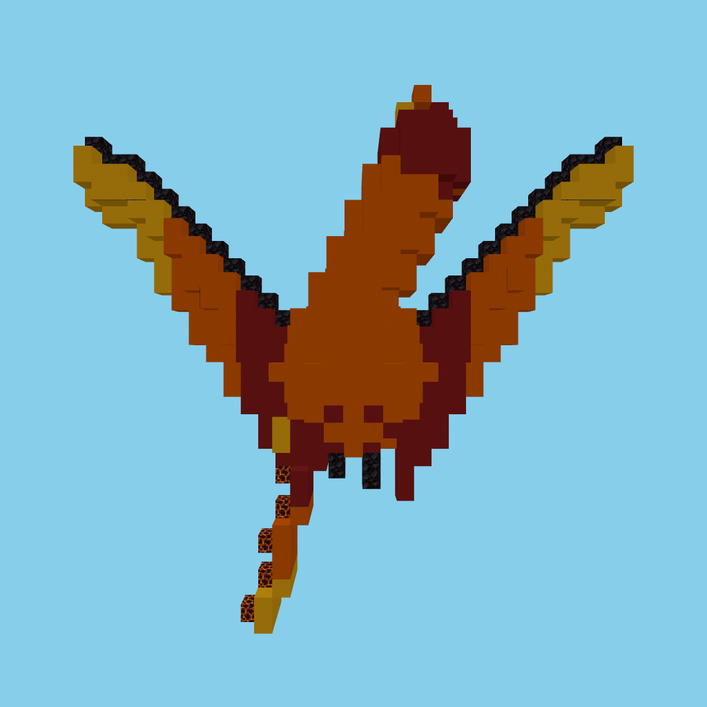 [autoeval bare] phoenix rising with flame wings front view