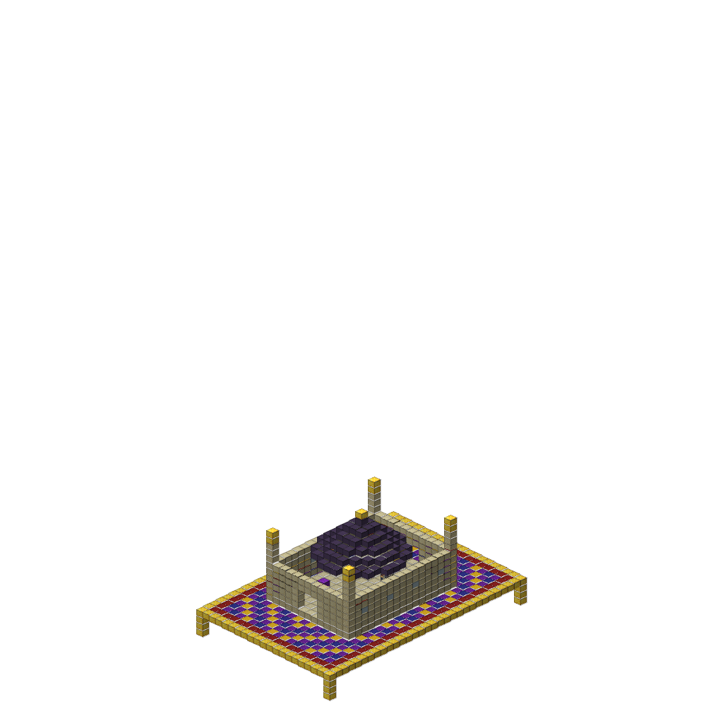 Flying Carpet with Palace, isometric render