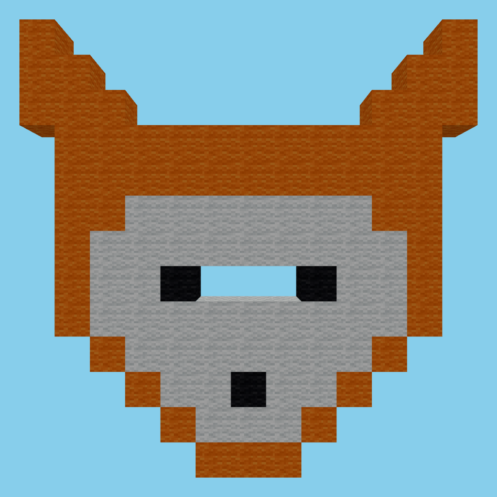 B-bare fox face pixel art front view