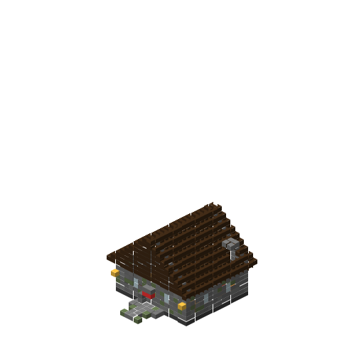 House with 2x2 Piston Door, isometric render