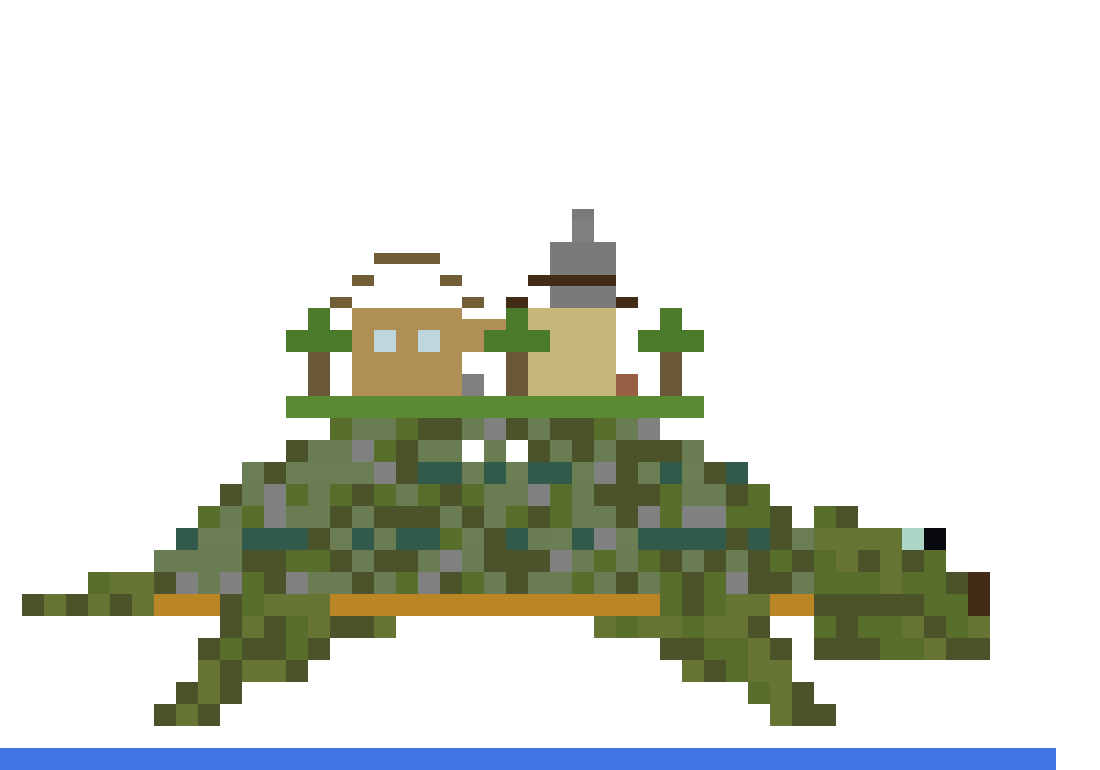 Giant Turtle with Village (Group A) front view