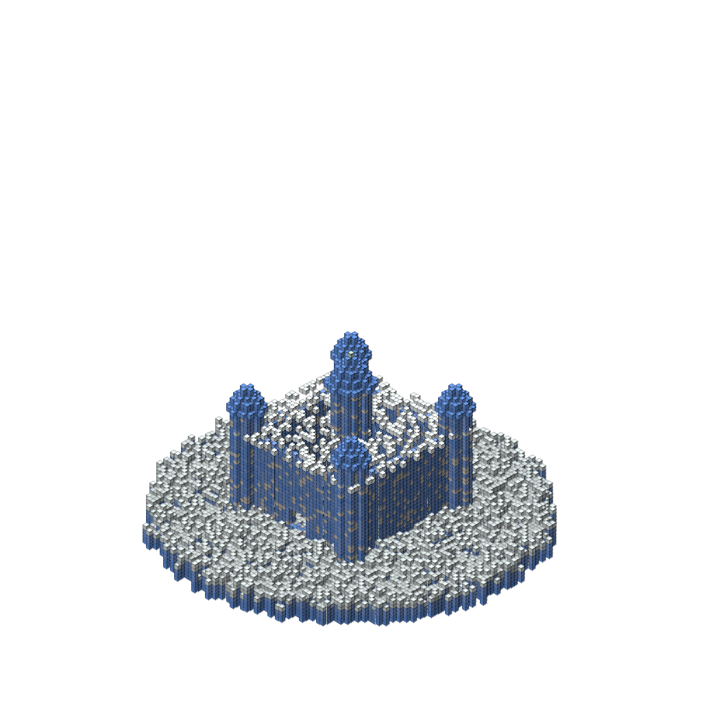 Frozen Ice Castle on Glacier, isometric render