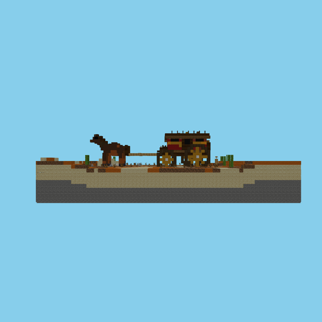 Wild West stagecoach (guided, fixed) front view