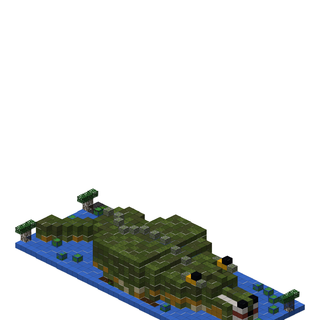 Crocodile Emerging from Swamp (Group A), isometric render