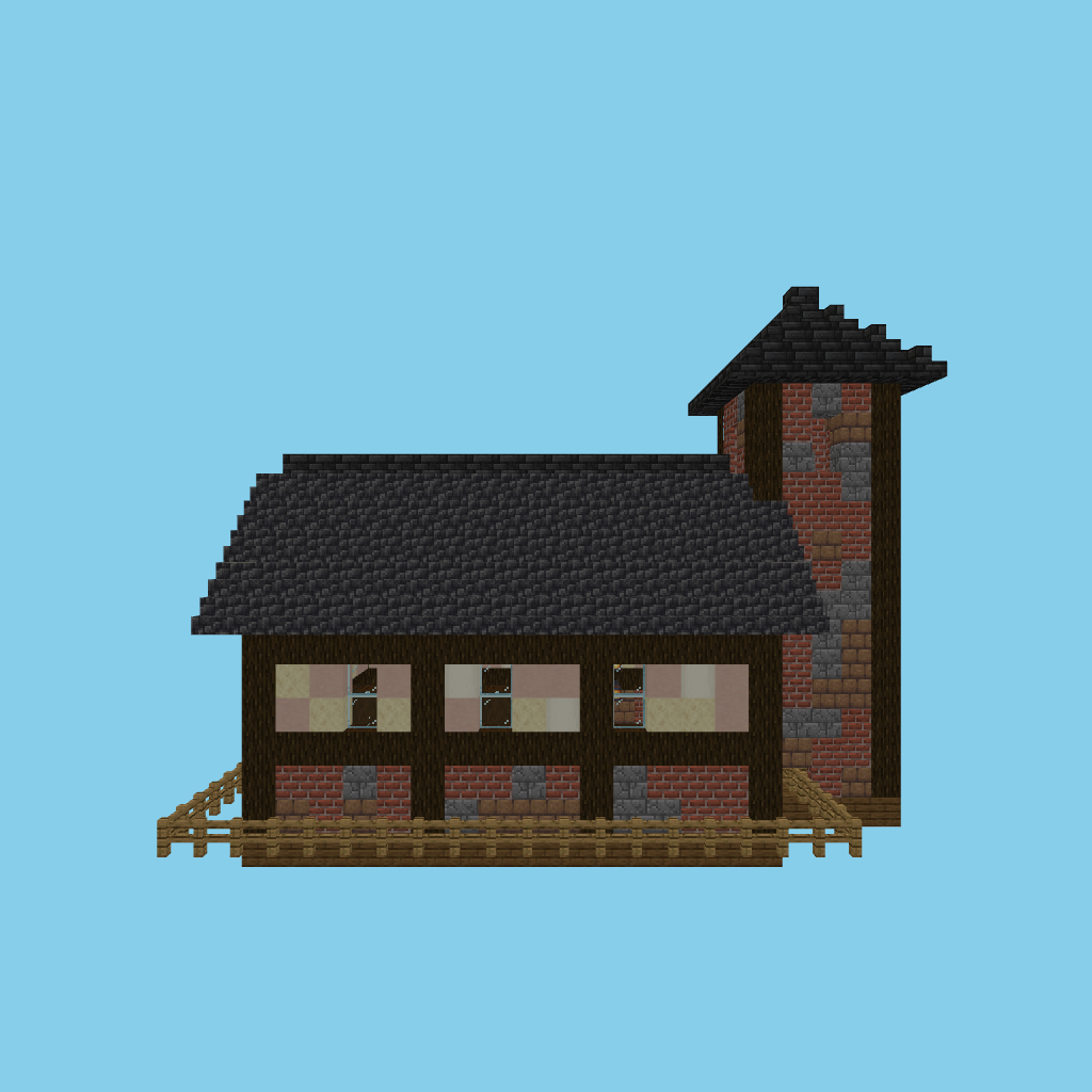 village schoolhouse (guided) front view