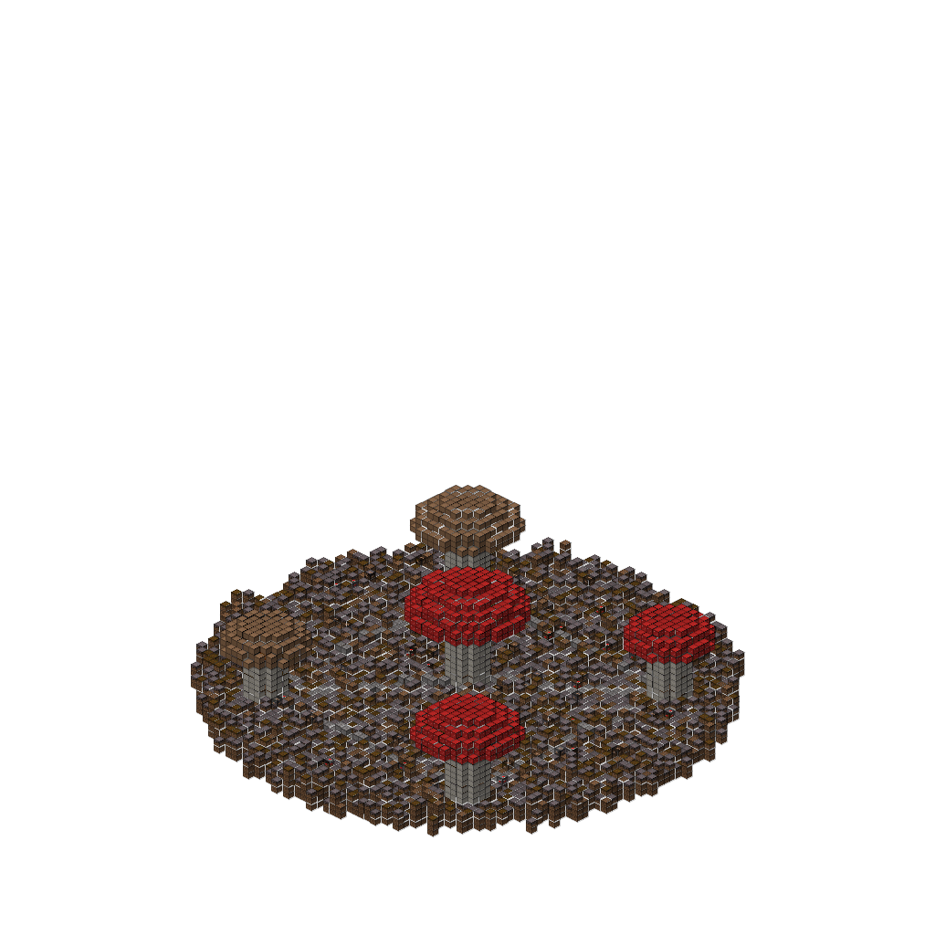 Mushroom Island Village, isometric render