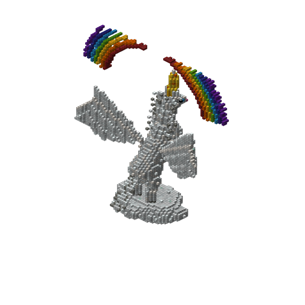 White Unicorn with Angel Wings v2, isometric render